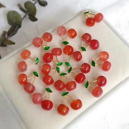 Pendant Necklaces 10PCS Cute Natural Agate Cherry Fruit Charm Healing Gem DIY Necklace Accessories For Jewelry Making Wholesale