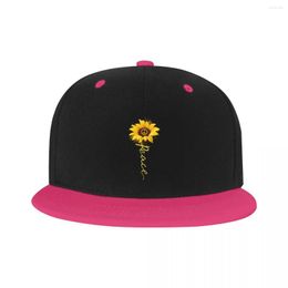 Ball Caps Fashion Peace Sunflower Hip Hop Cap Summer Beautiful Flat Skateboard Snapback Dad Hat