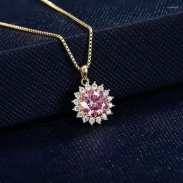 Chains Shiny Selection S925 Sterling Silver One Pink Moissan Diamond Love Bouquet Necklace Internet Celebrity Live Sale Pendant