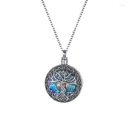 Pendant Necklaces Tree Of Life Urn For Ashes Silver Color Cremation Jewelry Memorial Keepsake Gifts Women Men