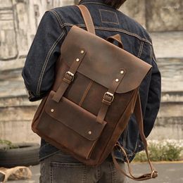 Backpack Japan And South Korea Handmade Leather Men's Outdoor Travel Cowhide Crazy Horse Casual C