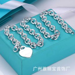 Designer ay Love Necklace Female CNC Steel Stamp Letter Peach Heart Pendant Egg shaped Ring Thick Chain Tie Lover