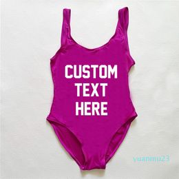 Suits CUSTOM TEXT Swimsuit Bikini Plus Size Bathing Suit High Cut Low Back Beachwear wholesale swimwear women