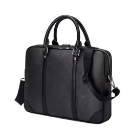 Designer men shoulders square briefcase black brown leather laptop bag handbag luxury businessmen messenger bag 3 color and dust bag