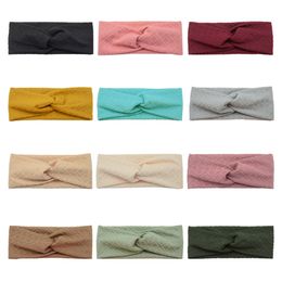 Solid Colour Rhombic Pattern Women Yoga Headband Fashion Cross Knotted Elastic Hairband Clothing Decoration Photo Props