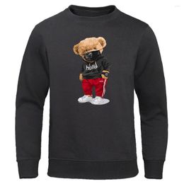 Men's Hoodies Street Sports Mask Bear Sweatshirt Men Cute Funny Hoody Crewneck Pullover Clothing Loose Oversized Sportswears Casual