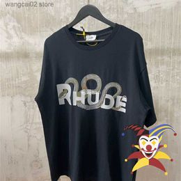 Men's T-Shirts Vintage RHUDE T-shirt Men Women 1 1 High Quality T shirt Snake Bone Print Rhude Tee Tops T230602