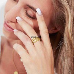 Band Rings Women's Chic Minimalist Bling CZ Stone Metal Rings Adjustable Size 6-8 Gold Color AAA Cubic Zirconia Finger Band Party Jewelry J230602