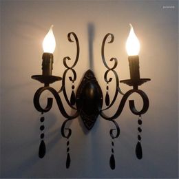 Wall Lamp Vintage Lamps Bedroom E14 Candle Light Bedside Sconces Dining Room Study Iron Lighting Fixture