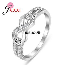 Band Rings Novel Design Figure 8 Shape Round Finger Rings For Women Girls Promise Rings Sterling Silver 925 Elegant Wedding Jewelry J230602