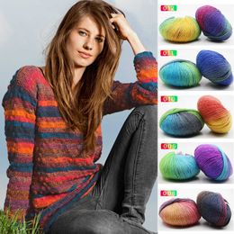 Yarn 50g/roll cashmere short wool knitted needle crochet thread Coloured rainbow yarn P230601