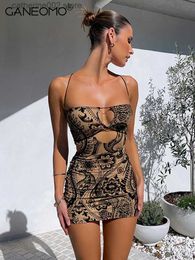 Party Dresses Sexy Printed Slip Bodycon Backless Mini Dress for Women 2023 Summer Hollow Out Party Club Beach Holiday Wrap Short Dresses Robes T230602