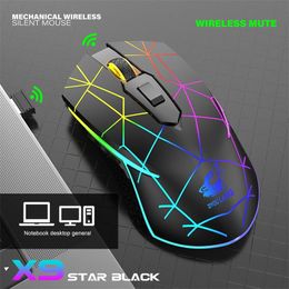 Mice 2.4G Wireless Gaming Mouse Colorful Breathing Light Silent Mouse Rechargeable Computer Mause Ergonomic Design For Laptop PC