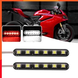 New 2Pcs 6 LED 12V Strobe Light Strip LED Medium Grid Flash Warning Emergency Licence Lamp Moto Accessories for Car Motorcycle