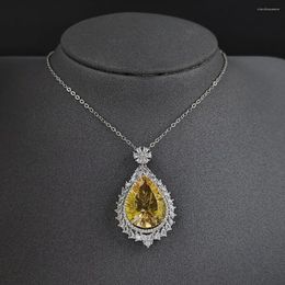 Pendant Necklaces 2023 Luxury Yellow Colour Pear Neckalce For Woman Anniversary Gift Jewellery Wholesale X6652