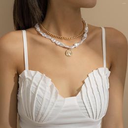 Chains European And American Baroque Special Shaped Pearl Two-piece Necklace Personalised Street Shooting Alloy Pendant