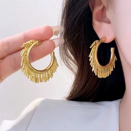 Statement Fashion Metallic Tassel Hoop Earrings Gold/Silver Color Personality New Earings Jewelry High Grade