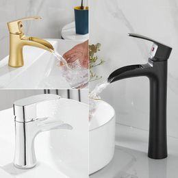Bathroom Sink Faucets Waterfall Basin Faucet Deck Mounted Gold Tap Cold And Water Mixer Brass Chrome Vanity Vessel