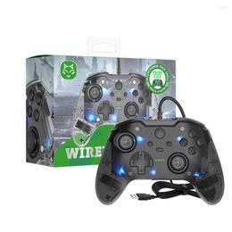 Game Controllers DC5V Wired PC Gaming Controller Transparent Lighting Gamepad Dual Vibration Console BOX ONE X Games Gamepads LED Light