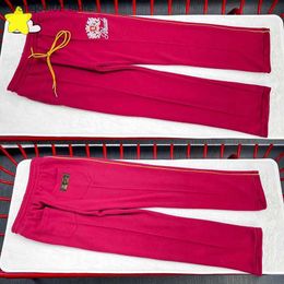 Men's Pants Red Jogger Drawstring Crown Embroidery Rhude Casual Pants Men Women 1 1 Tags 100% Cotton Striped Rhude Sweatpants T230602