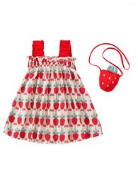 Girl Dresses Infant Baby Girls Dress Carrot Print Sleeveless Sling Summer Casual Cute With Crossbody Bag