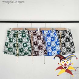 Men's Shorts Floral Patterns Rhude Mesh Shorts Men Women Top Quality Quick Drying Yellow Drawstring Breeches T230602