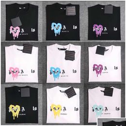 Men'S T-Shirts 2023 Summer Mens Palm T Shirt Graffiti Tshirt Palms Palmangel City Designer Limited Inkjet Letter Printing Womens Ang Dhe2N