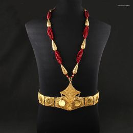Necklace Earrings Set Women Jewellery Algeria Wedding Long Bead Chest Chain Bridal Belt Metal Waist Elegant Womens Necklaces