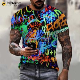 Men's T-Shirts 2022 New Fashion Neon Graffiti Printed 3D T-shirt Men Women Summer Casual Short Sleeve Hip Hop Harajuku Streetwear Tops J230602