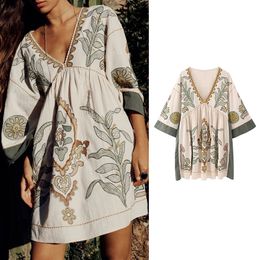 Basic Casual Dresses Women Linen Dress Summer Embroidered Decoration For Fashion Female Clothes Ladies 230601