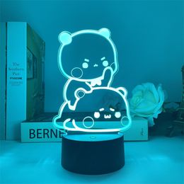 Action Toy Figures Bubu Dudu Led Night Light Remote Control Bear Panda Lamp USB 16 Colors Adjustable Cartoon Nightlight Home Decorative Gif 230602