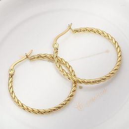 Hoop Earrings Twist Gold Colour Circle Creole Stainless Steel Big Round Wives Gifts For Women