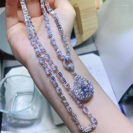 Chains 10ct Moissanite Diamond Pendant D Colour European And American Fashion Necklace Bright Cut Womenbride Marry Luxurious Jewellery