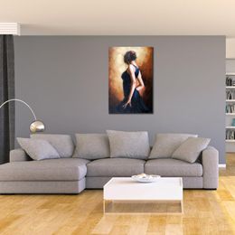 Textured Canvas Art Realism of Handcrafted Figurative Oil Paintings Spanish Flamenco Dancer Modern Decor for Studio Apartment