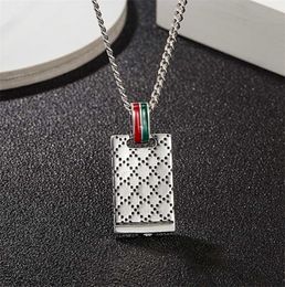 designer Jewellery bracelet necklace ring high quality Sterling rectangular rhombic lattice pendant enamel glue dropping old men's women's versatile