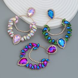 S3713 Bohemina Fashion Jewellery Colourful Rhinestone Dangle Earrings For Women Water Drop Exaggerated Elegant Stud Earrings