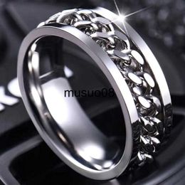 Band Rings Classic Rotatable Chain Rings For Women Men Gothic Titanium Steel Spinner Ring Chain Ring Men Bottle Opener Ring Fashion Jewellery J230602