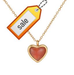 Wholesale Custom 18k Gold Plated Stainless Steel Jewellery Small Red White Carnelian Agate Crystal Jade Heart Pendant Necklace