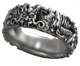 Cluster Rings Amanojaku Dragon Japanese Evil Spirit Traditional Pattern Band 925 Solid Sterling Silver Ring