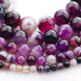 Loose Gemstones 15"(38cm) Strand Round Natural Purple Lace Agate Stone Rocks 4mm 6mm 8mm 10mm 12mm Gemstone Beads For Bracelet Jewelry