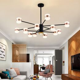 Pendant Lamps Modern Nordic Chandeliers Lighting 6-16 Heads Creatvie Black Rose Gold Led Ceiling Hanging Lamp For Living Dining Room Bedroom