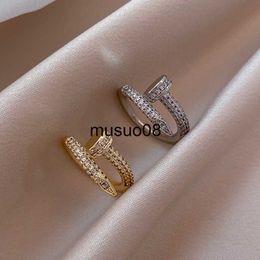 Band Rings Classical Style Gold Plated Opening Rings for Woman Delicate Jewelry Nightclub Party Girl's Unusual Zircon Ring J230602