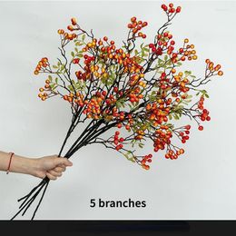 Decorative Flowers Chinese Simulation Artificial Flower Living Room Table Arrangement Set Holly Fruit Spring Festival