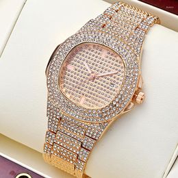 Wristwatches Rose Gold Watches Women Advanced Design Calendar Stainless Steel Sale Gift Women's Quartz Watch Diamonds