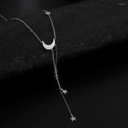 Pendant Necklaces Jeshayuan Romantic Sliver Moon And Star Long Necklace For Women Girls Birthday Gift Clavicle Chain Choker Neck