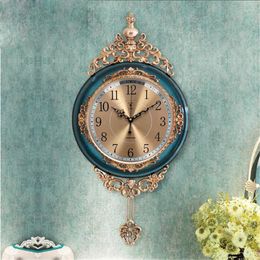 Wall Clocks Luxury Gold Clock Living Room Silent Creative Swing Watches Bedroom Quartz Reloj De Pared Home Decor XFYH