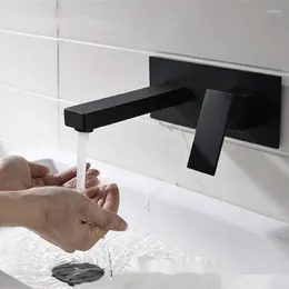 Bathroom Sink Faucets 2023 Luxury Matte Black Faucet Basin Tap Wall Mounted Square Brass Mixer