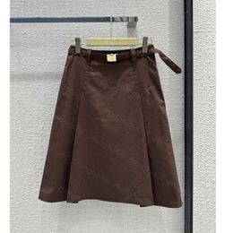 23ss designer Skirts womens designer clothing Solid Colour High waist Pleated A line mid-length half skirt distribution metal buckle this cloth belt women clothes a1