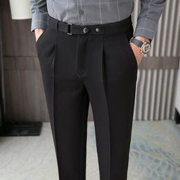 Pants 2022 Man Slim Suit Pants Casual Business Trousers Fashion Men Formal Wedding Dress Pants Street Wear Male Clothing Black Grey