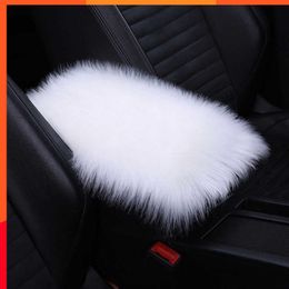 New Auto Centre Console Cover Console Cover Armrest Pads Warm Winter Sheepskin Wool Car Armrest Seat Box Pad Cushion Protector